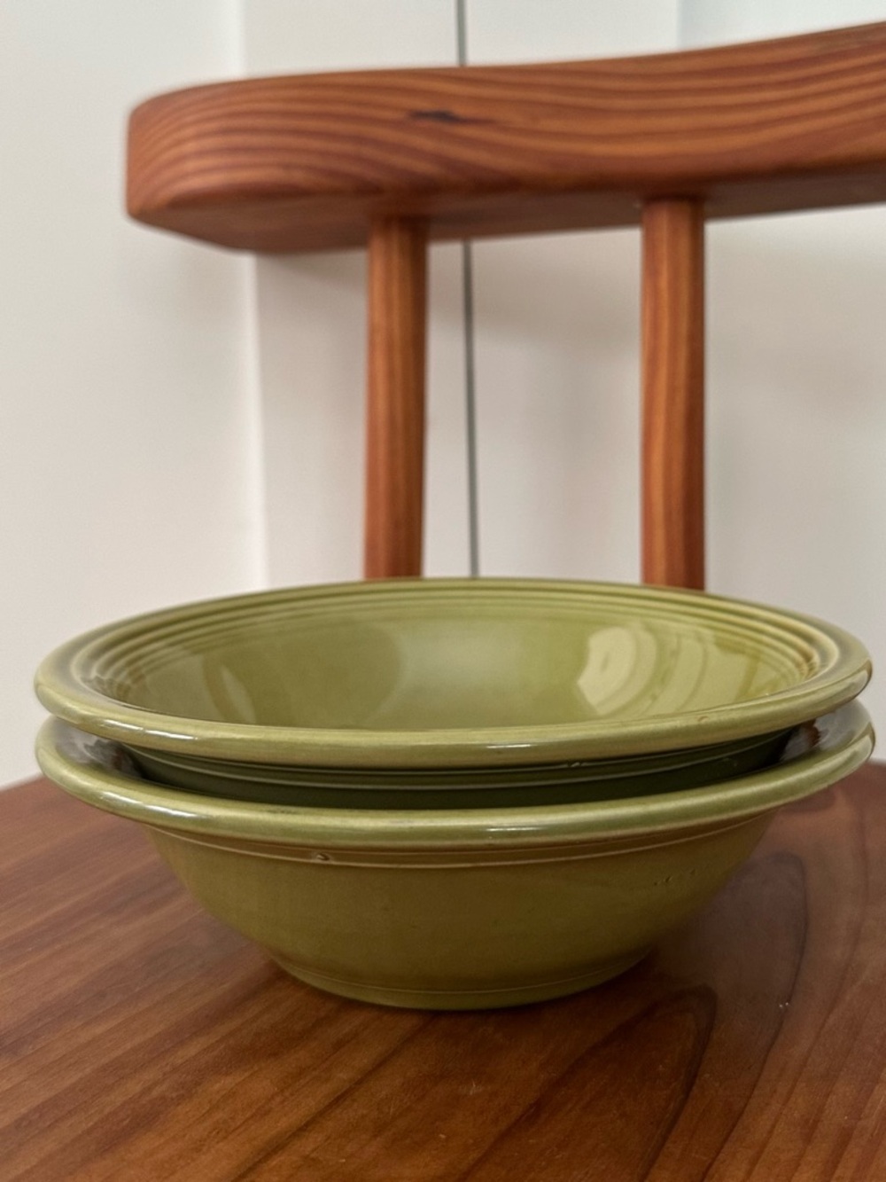 Set of 2 Vintage Fiesta Fiestaware Green Cereal Bowls 6.25" Homer Laughlin Retro - Picture 2 of 6